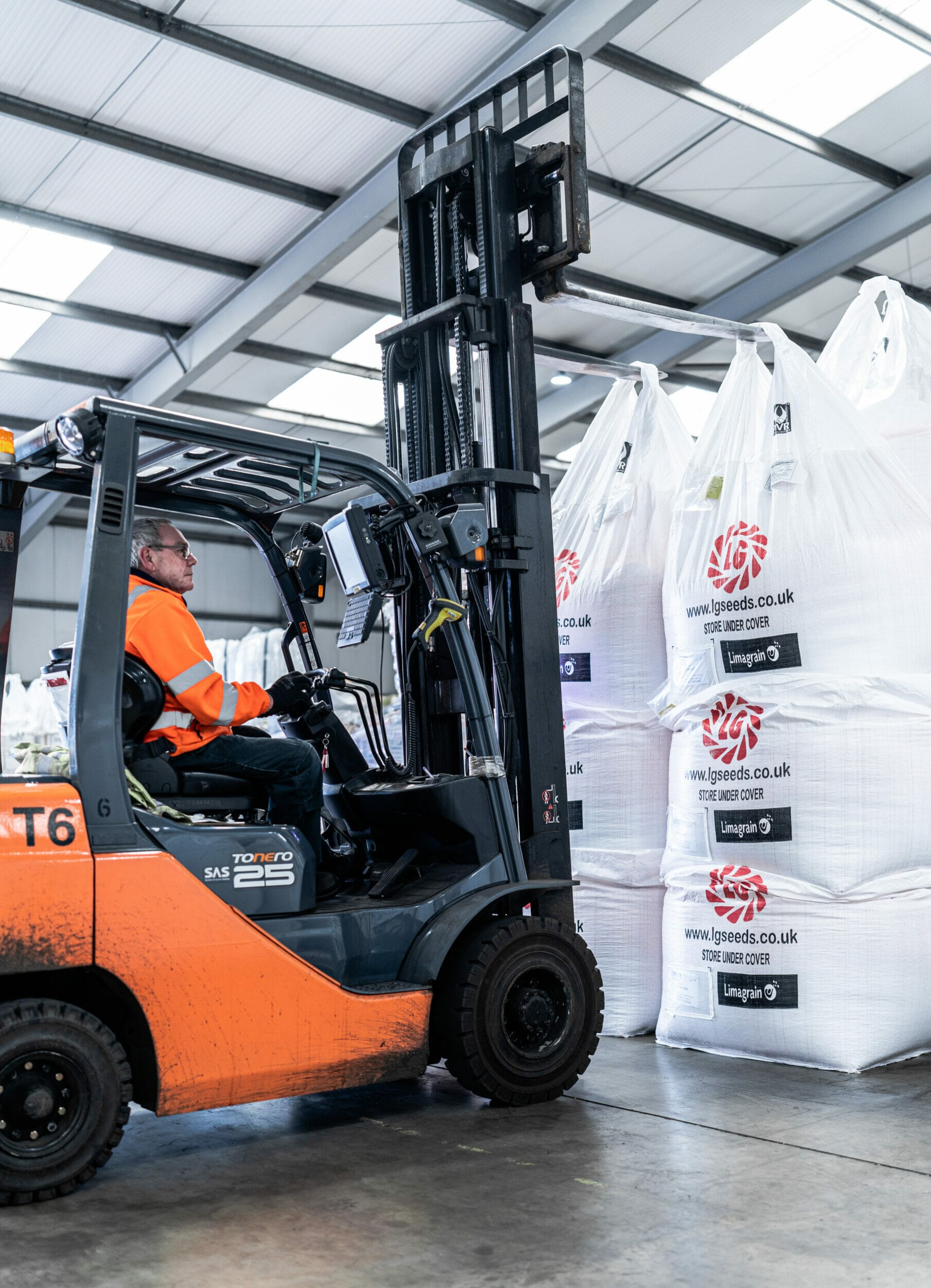 Forklift and LG tonne seed bags